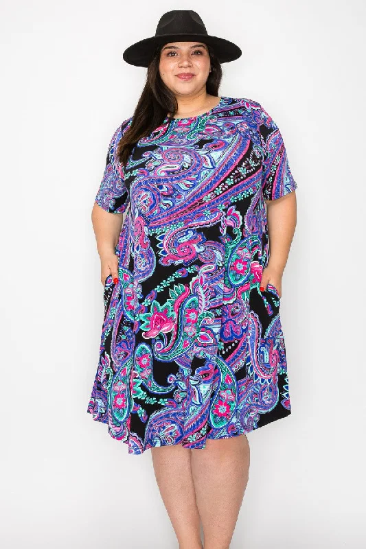 Women's unclassified dressesBlack Purple Paisley Dress w Pockets Women's unclassified dresses