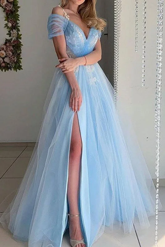 Ruched unclassified dressesBlue Off-the-Shoulder A-Line Prom Evening Dresses Ruched unclassified dresses