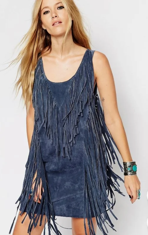 Sexy unclassified dressesBlue Suede Fringe dress size 12 Sexy unclassified dresses