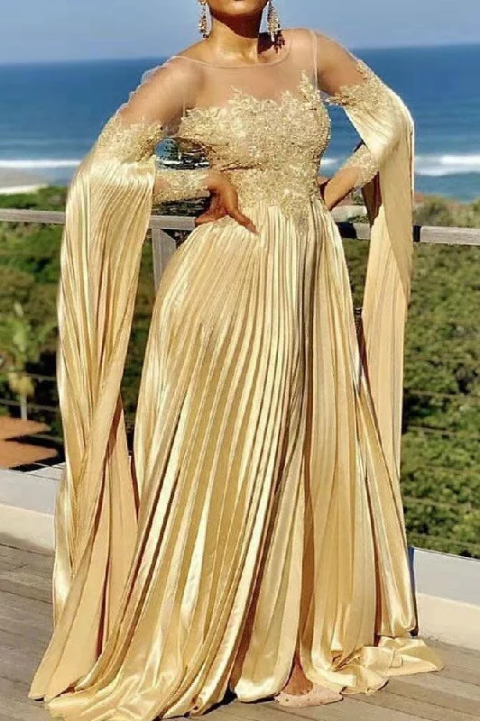 Designer unclassified dressesChic Gold A-Line Evening Dress Formal Gown Designer unclassified dresses