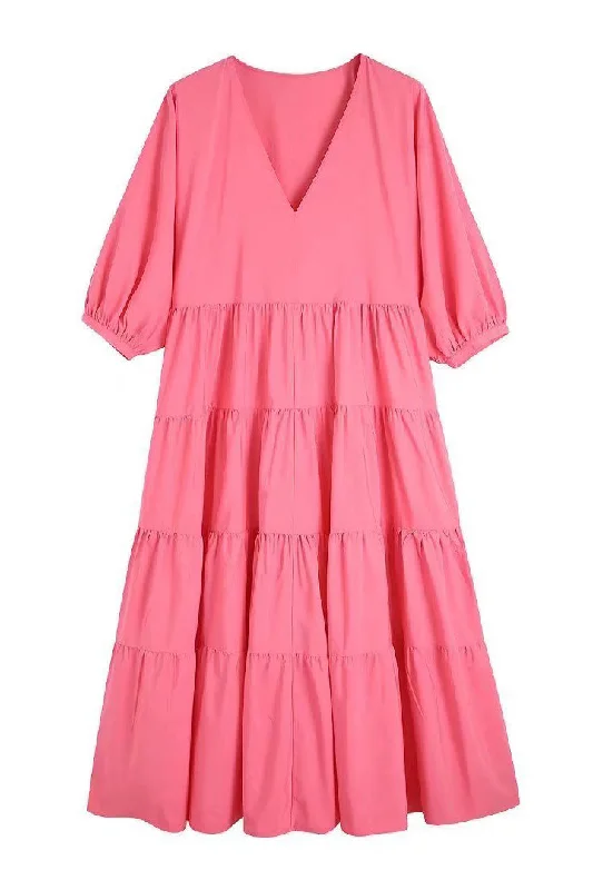 Trendy new unclassified dressesChic Pink A-Line V-Neck Dress Trendy new unclassified dresses