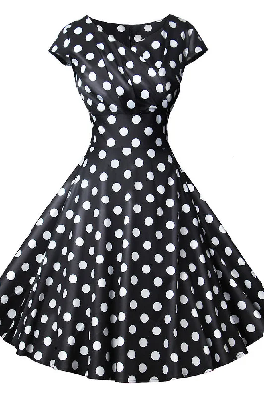 Embroidered unclassified dressesClassic Black and White Polka Dot Dresses Embroidered unclassified dresses