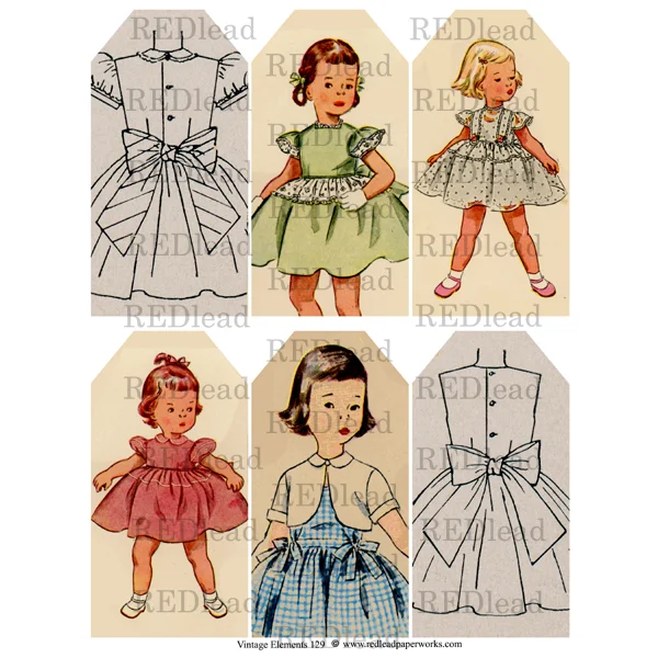 Unique unclassified dressesSewing Tag Vintage Elements 129 Collage Sheet Unique unclassified dresses