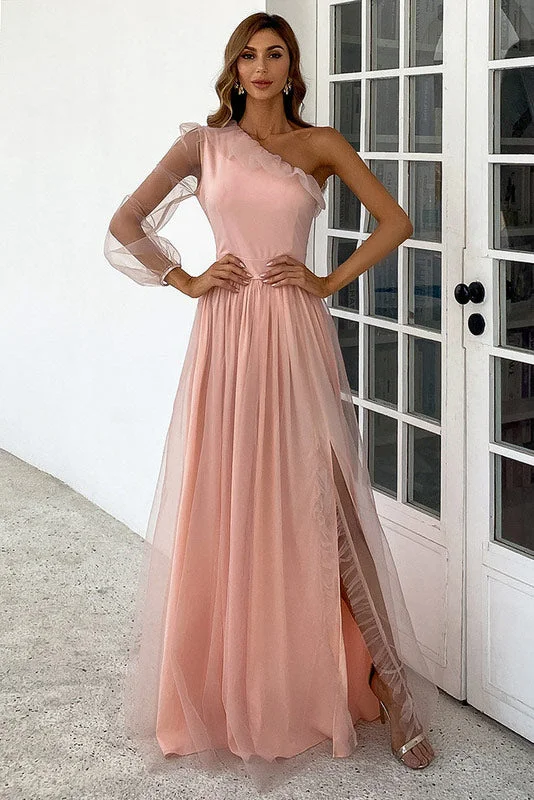 Budget-friendly unclassified dressesFull-Length Pink One Sleeve Prom Dress Evening Gown Budget-friendly unclassified dresses