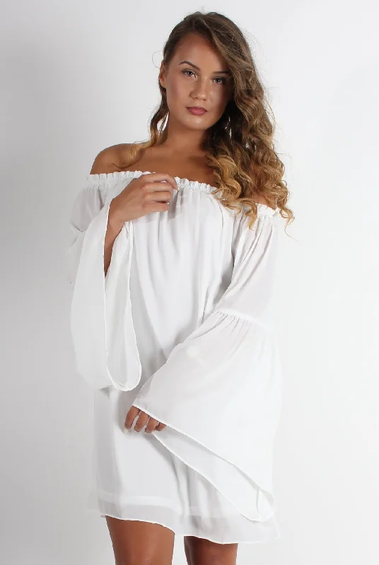 Beaded unclassified dressesGabriel White Off The Shoulder Dress Beaded unclassified dresses