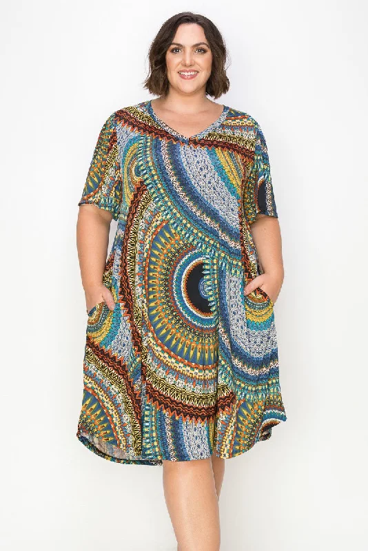 Plus size unclassified dressesGorgeous Medallion Swirl Dress w V Neck and Pockets Plus size unclassified dresses