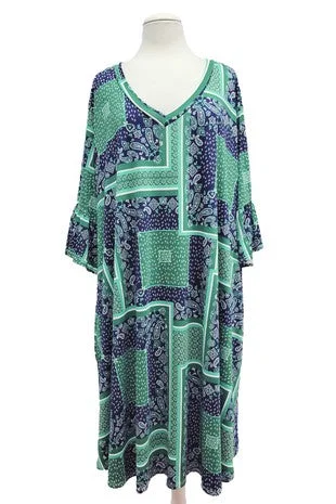 Budget-friendly unclassified dressesGreen Blue Paisley Patchwork Dress Budget-friendly unclassified dresses