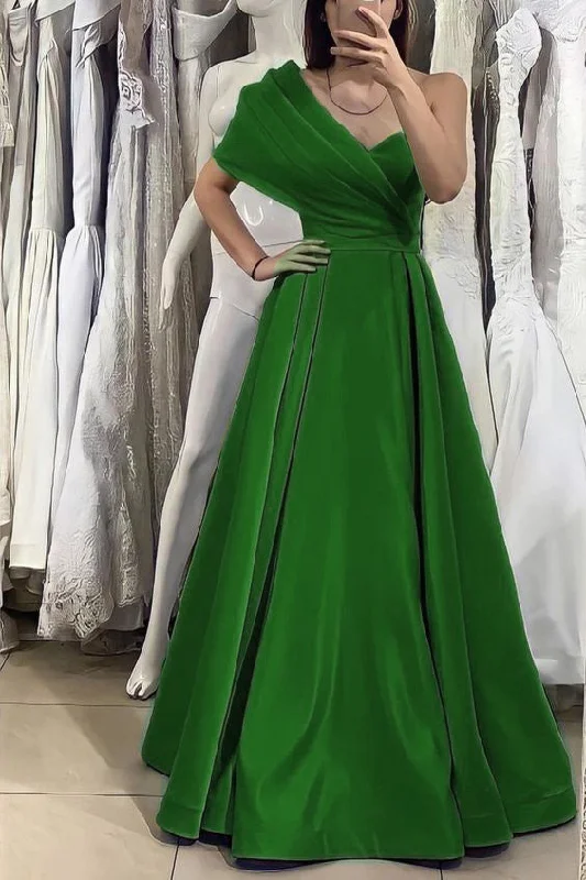 Casual chic unclassified dressesGreen One Shoulder A-Line Prom Gown Evening Dress Casual chic unclassified dresses