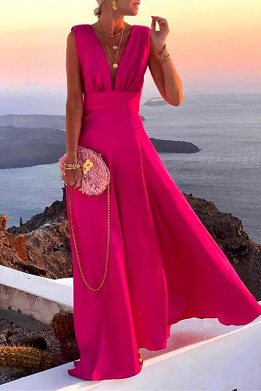 Metallic unclassified dressesHot Pink Sleeveless A-Line Evening Prom Dresses Metallic unclassified dresses