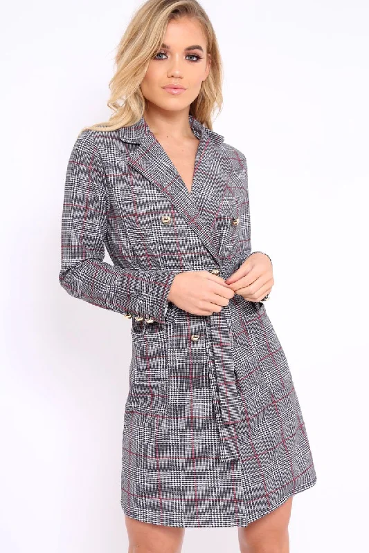 Bodycon unclassified dressesHound-Tooth Tartan Button Tie Front Blazer Dress - Clare Bodycon unclassified dresses