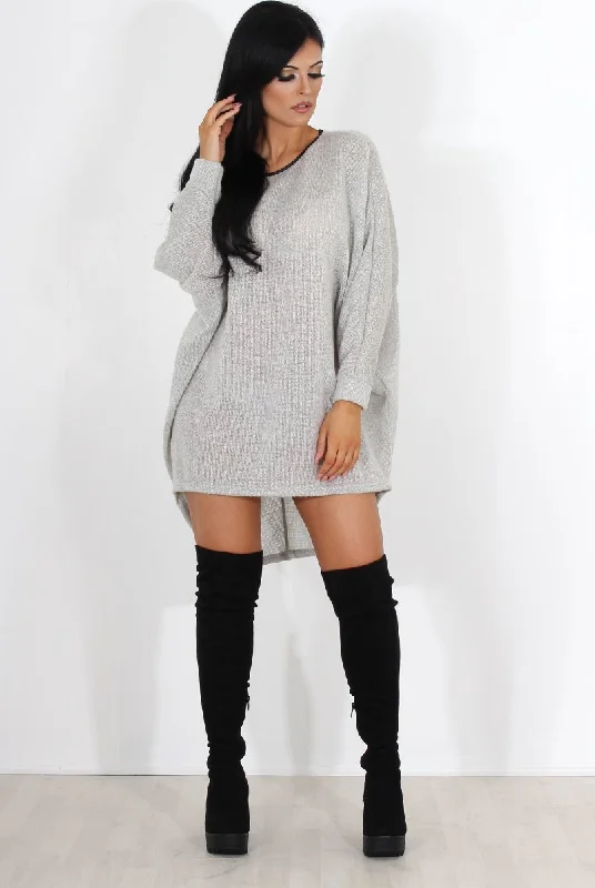 Flowy unclassified dressesLeah Grey Drooped Back Jumper Dress Flowy unclassified dresses