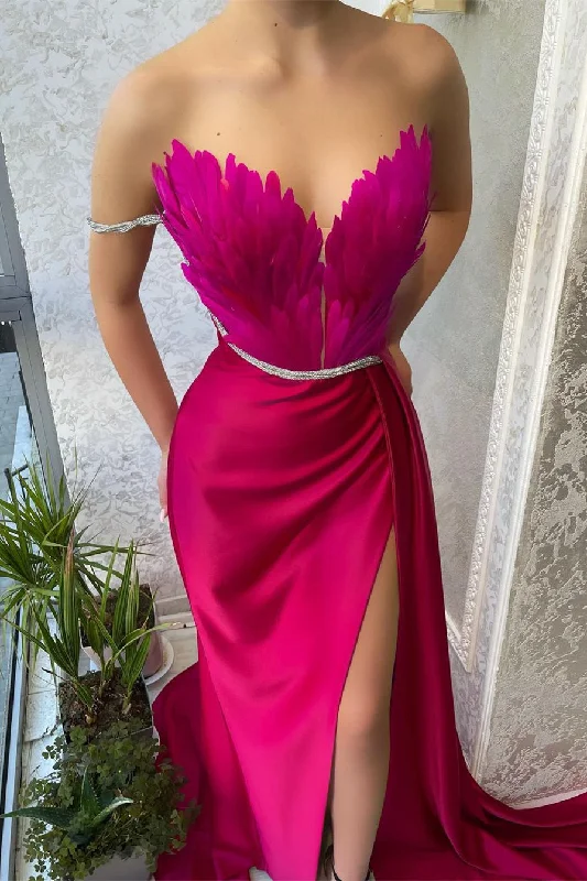 Backless unclassified dressesMermaid Strapless Asymmetrical Floor-length Sleeveless Open Back Side Train High Split Prom Dress Backless unclassified dresses