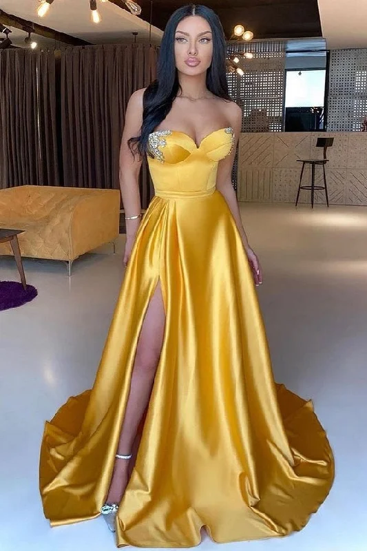 Sleeveless unclassified dressesMermaid Sweetheart Floor-length High Split Sleeveless Backless Beaded Prom Dress Sleeveless unclassified dresses