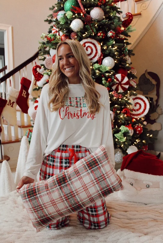 Color block unclassified dresses★ FREE GIFT! ★ Merry Christmas Plaid Pajama Lounge Set Color block unclassified dresses