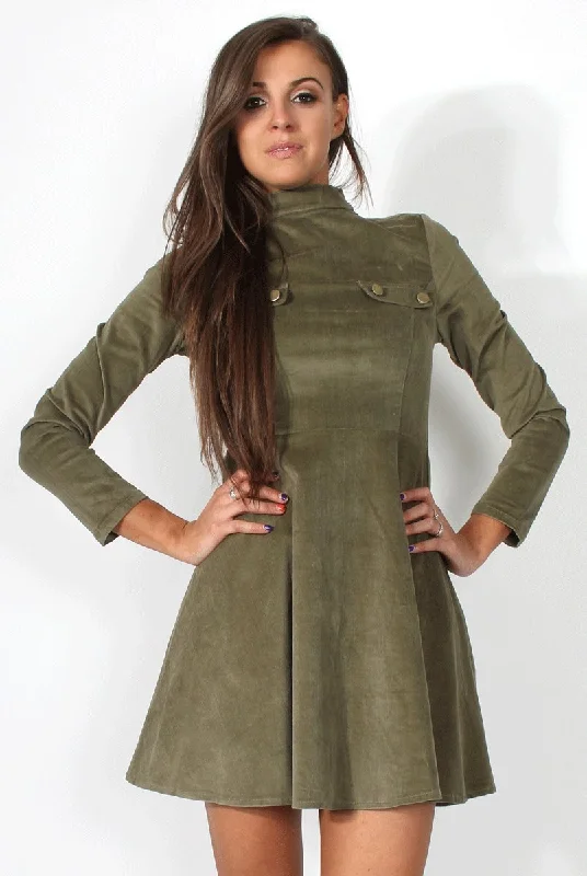 Designer unclassified dressesMichelle Khaki Cord Dress Designer unclassified dresses