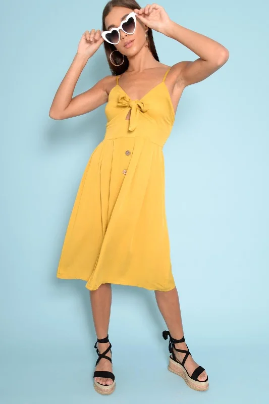 Festival unclassified dressesMustard Knot Front Button Dress - Kadia Festival unclassified dresses