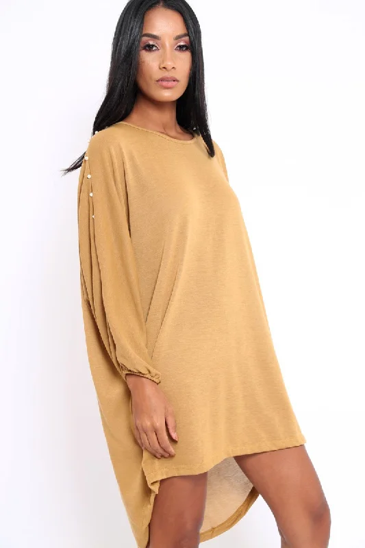 Club unclassified dressesMustard Pearl Detail Jumper Dress - Ammi Club unclassified dresses