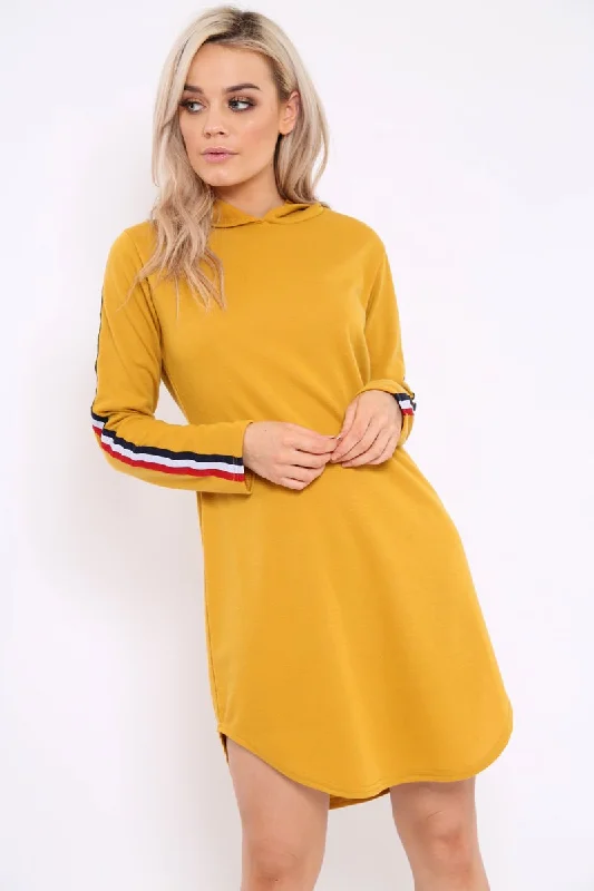 Floral unclassified dressesMustard Sleeve Sports Trim Curve Hem Jumper Dress - Dixie Floral unclassified dresses