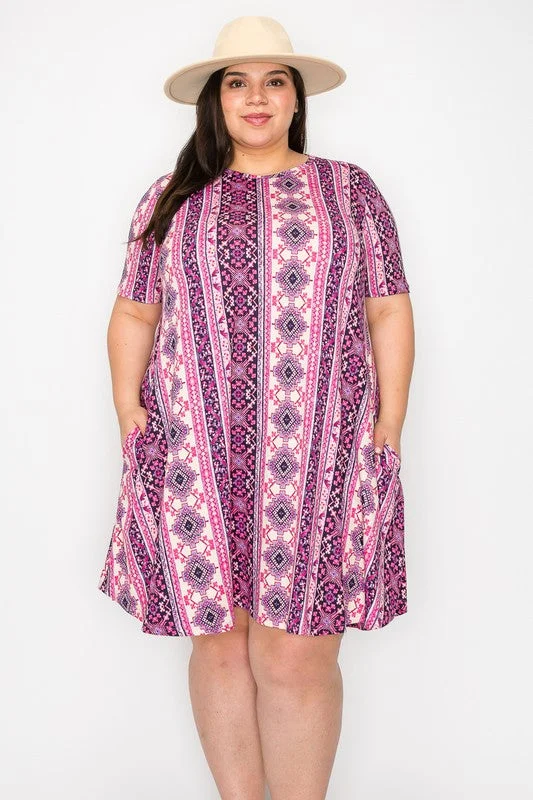 A-line unclassified dressesPink Purple Aztec Dress w Pockets A-line unclassified dresses