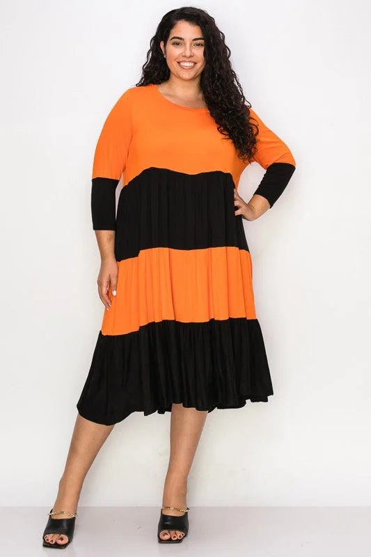 Ruffled unclassified dressesPSFU Orange and Black Tiered Dress Awesome Halloween Dress Ruffled unclassified dresses