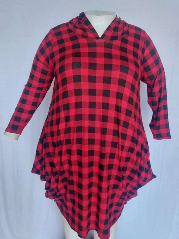 Polka dot unclassified dressesPSFU Red & Black Plaid Hooded Dress Polka dot unclassified dresses