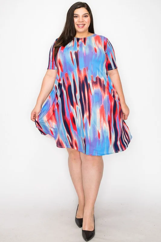 Off-shoulder unclassified dressesRed Ivory Blue Tie Dye Dress Off-shoulder unclassified dresses