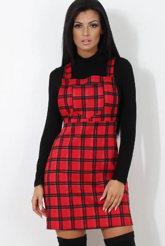 Comfortable unclassified dressesRed Tartan Pinafore-Tarzo Comfortable unclassified dresses