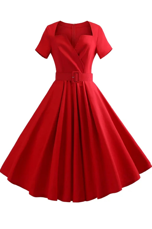 Chic unclassified dressesRed V-neck A-line Retro Dress Chic unclassified dresses