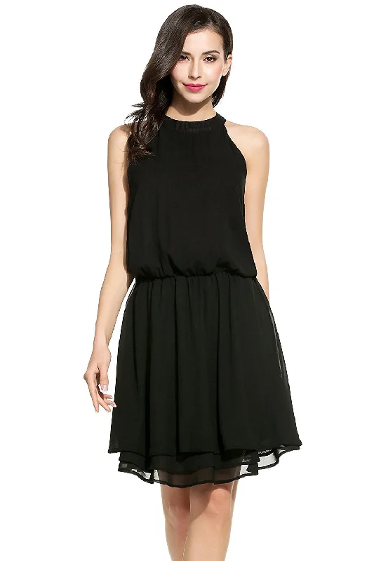 Long unclassified dressesRuffled Keyhole Back Pleated Chiffon Dress Long unclassified dresses