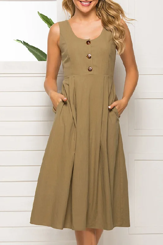 Engagement unclassified dressesScoop Pockets Sleeveless Casual Dress Engagement unclassified dresses