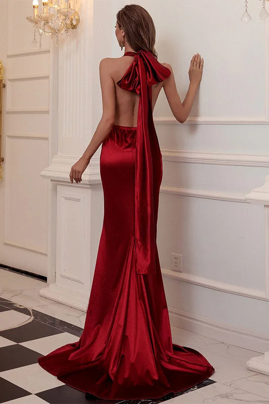 Spring unclassified dressesSexy Deep V-Neck Backless Burgundy Evening Dress Spring unclassified dresses