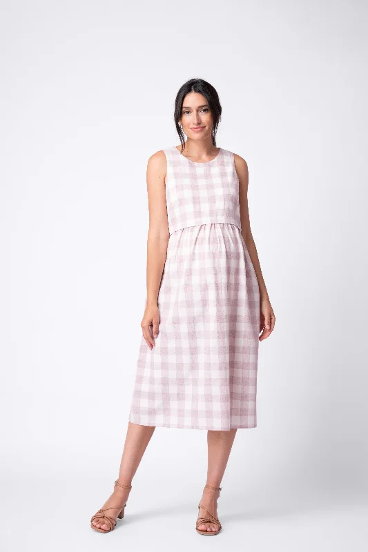 Striped unclassified dressesSleeveless Gingham Maternity to breastfeeding Shift Dress Striped unclassified dresses