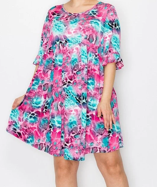 Vacation unclassified dressesPSFU STUNNING PINK TEAL ANIMAL DRESS Vacation unclassified dresses