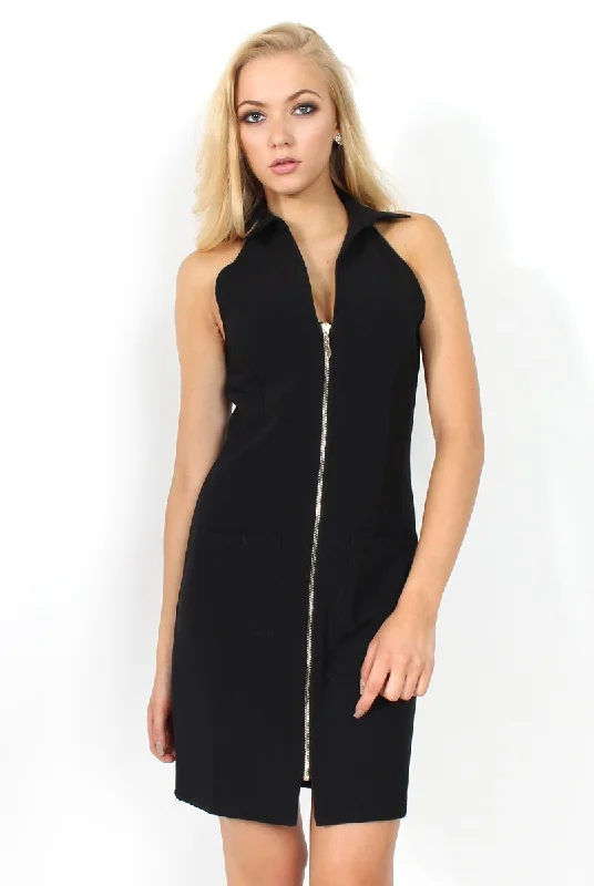 Anniversary unclassified dressesTia Black Plunge Pocket Dress Anniversary unclassified dresses