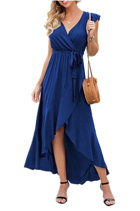 Holiday unclassified dressesV-neck High Low Ruffled Wrap Dress Holiday unclassified dresses