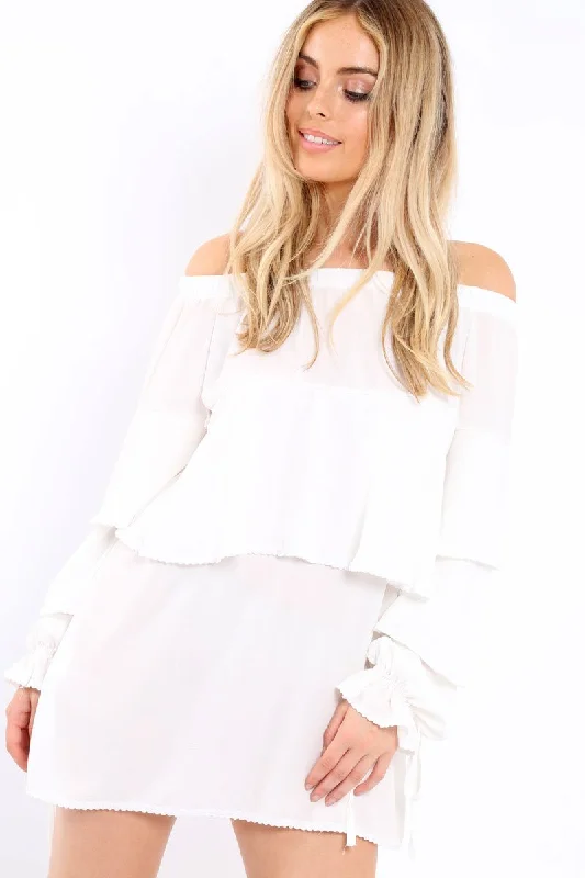 High-low unclassified dressesWhite Dress With Frills - Arabellah High-low unclassified dresses