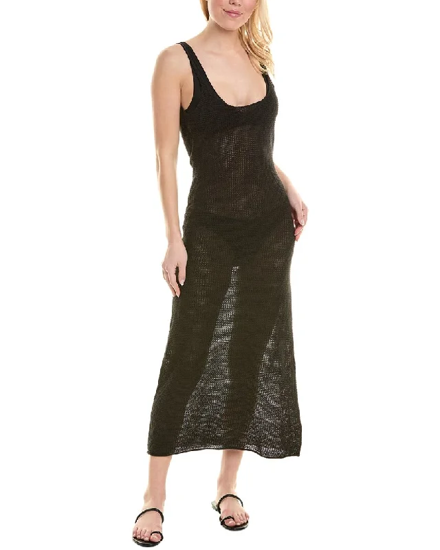 Onia Textured Linen Maxi Dress Black Maxi Skirt