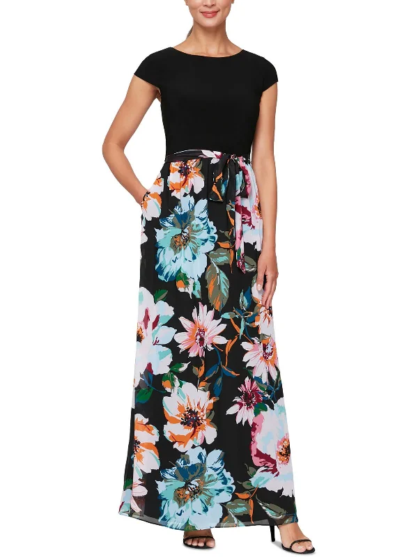 Womens Chiffon Floral Maxi Dress Colorful Maxi Skirt