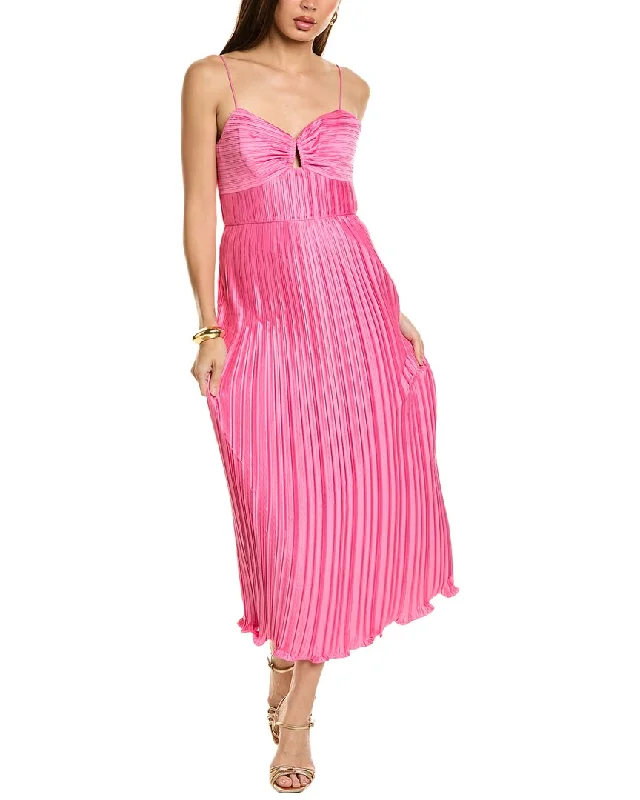 AMUR Dannie Pleated Midi Dress Classic A-line Skirt