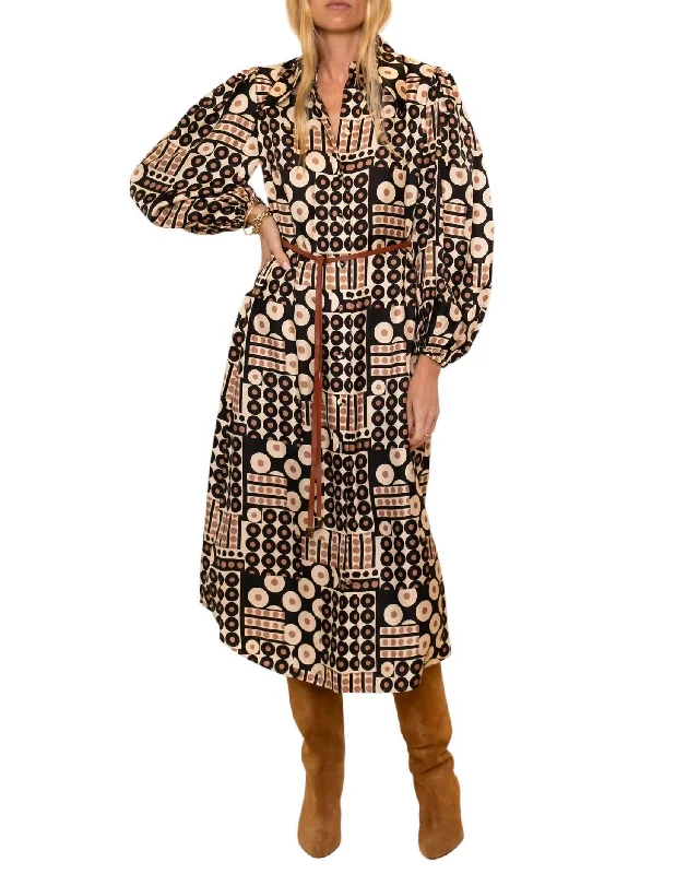 Illustration Midi Tunic Dress In Geometric Multi Slim Fit Midi