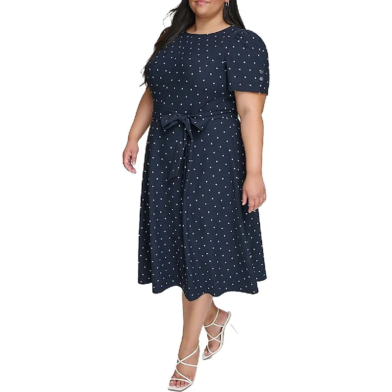 Plus Womens Knit Polka Dot Midi Dress Midi Skirt Look