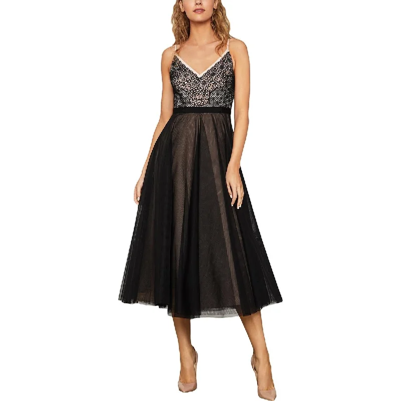 Womens Lace V-Neck Midi Dress High-Waisted Midi Skirt