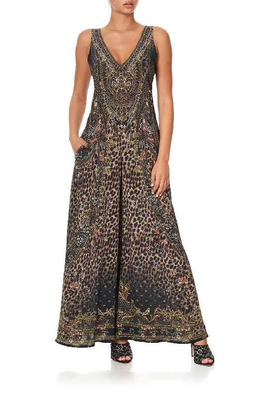 V NECK FLARED JUMPSUIT ABINGDON PALACE Lace Dress Flare