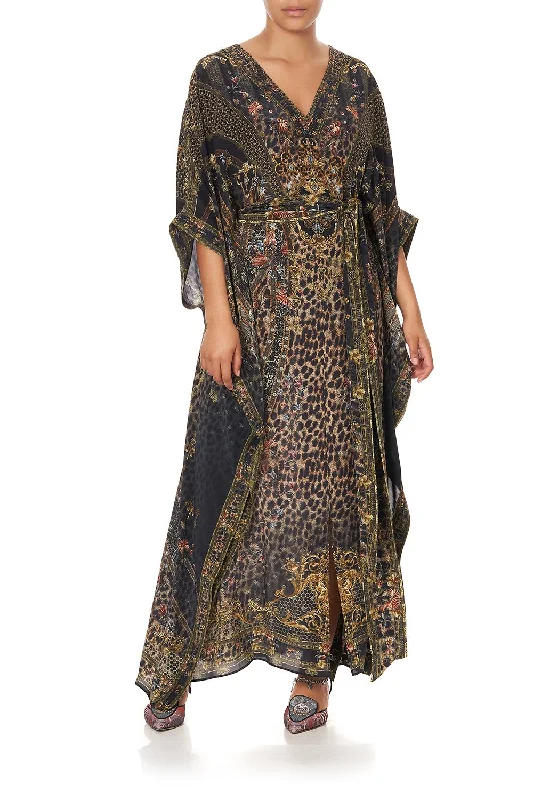 KAFTAN WITH V-NECKBAND AND BELT ABINGDON PALACE Casual Lace Dress