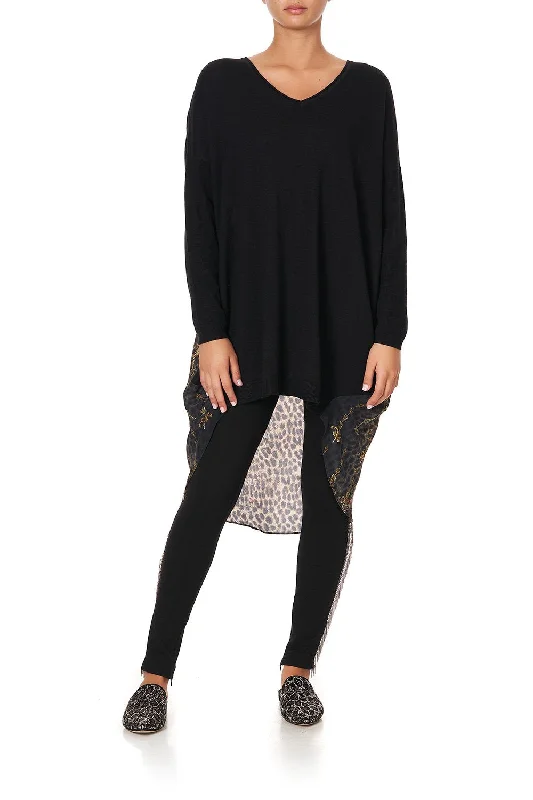 V NECK JUMPER WITH PRINT BACK ABINGDON PALACE Lace Dress Trendy