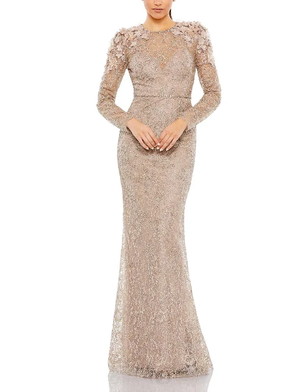 Womens Lace Metallic Evening Dress Lace Dress Style